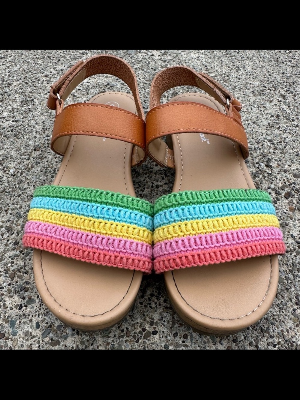 Cat & Jack Rainbow Crochet Sandals - Size 2